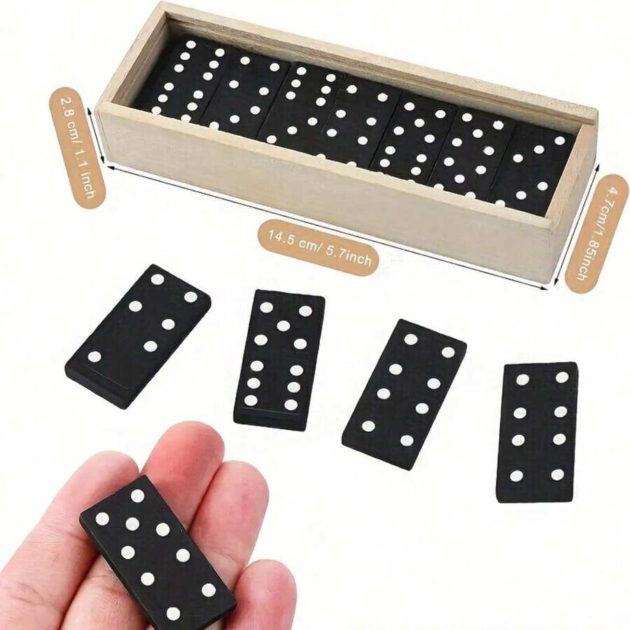 High-Quality Resin Resin Domino 28-Piece Box Set, Indoor Board Game, Classic Tabletop Game, Domino Game Set With Wooden Box, Suitable For Birthdays, Christmas And Halloween