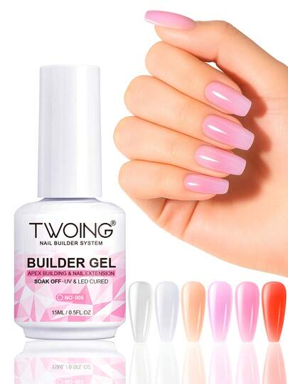 TWOING 6 Colores Gel Base de Construcción de Goma Jelly, Construcción Rápida, Extensión de Uñas, Fortalecimiento, Relleno de Uñas Rotas, Barniz Semi-Permanente, Sin Formaldehído, Duradero y de Larga Duración para Manicura
