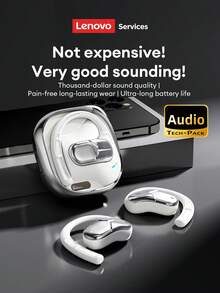 Auriculares Bluetooth minimalistas Lenovo AC101, estilo colgante de oreja abierta, OWS no intrusivo, larga duración de la batería, controlador grande, música de alta calidad, baja latencia, adecuado para juegos, correr, deportes, uso rotativo y cómodo, compatible con teléfonos inteligentes y computadoras - Negro - Ver 5