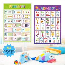 2pcs Kids' Educational Learning Posters,Big Educational Posters Learning Wall Chart Set - ABC Alphabet And Numbers 1-20 Charts,Home Schooling Tools, Kids Babies Early Educational English Alphabe.