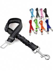 Adjustable Dog Car Safety Leash, Elastic Pet Safety Traction Rope, Anti-Shock Large Dog Leash, Suitable For Universal Car Models, Heavy Duty Swivel Clip - Multicolor - View 1