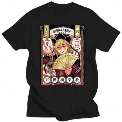Cotton Men's T-Shirts, COOL SUMMER Manga Demon Slayers T-Shirt Japanese Styles Anime Douma Horror Cartoon Tops Hip Hop Oversized Men Women Cotton T Shirts Clothes Suitable For Outdoor Casual Wear In Summer
