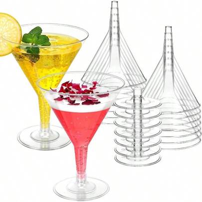 24 Pack Plastic Martini Glasses 6 Oz Cocktail Glasses, Small Dessert Cups, Wedding, Party Wine, Champagne, Margarita Drink Glasses