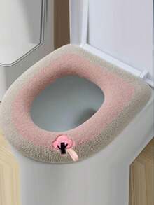 1pc O-Shaped Toilet Seat Cover, Knitted Toilet Mat, Thick & Washable Toilet Cushion, Cartoon Toilet Pad For Home Use - Multicolor - View 9
