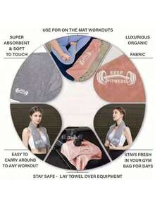 1 buc prosop sport absorbant din microfibră super moale multifuncțional, prosop de club, prosop de sală, prosop extra lat cu uscare rapidă, potrivit pentru alergare în aer liber, saltea pentru echipamente de fitness, cu prosop de față cu model elegant brodat, prosop de duș pentru baie - Multicolor - Vizualizare 9