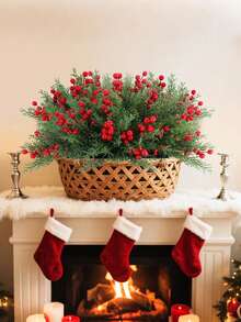 50 Artificial Pine Branches With Red Holly Berries And Cedar Needles, Can Be Used For Christmas Trees, Wreaths, Garlands DIY. Great For Holiday Home Decoration. Christmas Decorations, Home Decorations, Bouquets, Artificial Flowers, Garden Decorations, Fall Home Decorations, Plants Room Decor