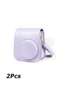 Estuche De Cámara Compatible Con Mini 11, Bolsa PU Con Bolsillo Y Correa De Hombro Ajustable Sin Cámara - Púrpura malva - Ver 6