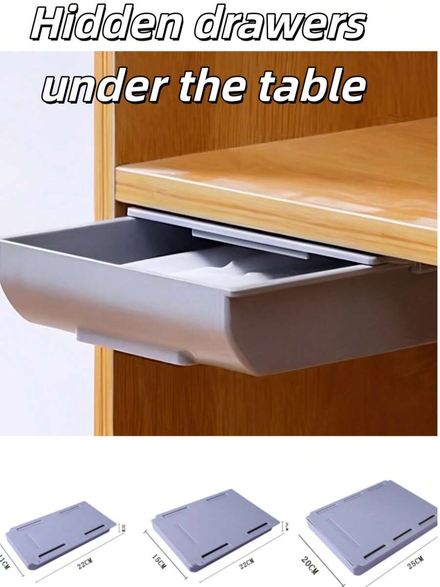 1pc Private Drawer, Under Desk Drawer, Self Adhesive Pen Pencil Tray, Hidden Under Table Storage Box, Sliding Compartment Organizer For Home Office School Study Room Desk Storage Organization.