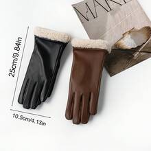 Women's Leather Gloves With Faux Fur Cuffs, Black And Brown Winter Insulated Gloves, Cold Weather Accessories, Creative Christmas Gift Ideas