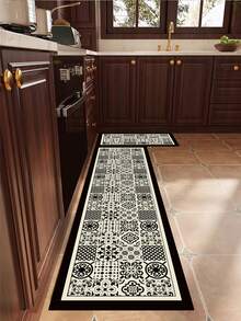 1pc American Style High-End Kitchen Mat With Simple Concise Design, Cushioned, Anti-Fatigue, Water Absorption, Quick Dry & Non-Slip Kitchen Mat And Carpet, Simple Diatom Mud Soft Rubber Mat, Suitable For Kitchen, Bathroom, Entryway, Laundry, Etc. ,Room Decor - Black - View 11