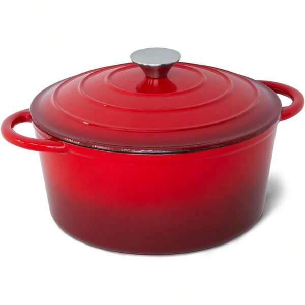 26cm Red Cast Iron Casserole Durable Construction MoistureLock Lid OvenSafe To 350°C 4.7L Capacity Ideal For Flavorful Cooking And LongLasting Performance In Your Kitchen