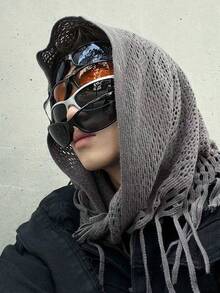 1pc Men's Scarf With Tassels, Casual Mask Headwear, Street Punk Warm & Soft Triangular Shawl Multifunctional Headband, Suitable For Daily Wear, Festivals, Etc. - Multicolor - View 3