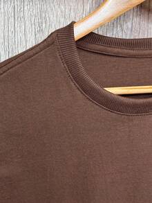 Premium 100% Cotton T-Shirt, 26.1 Yarn, Crew Neck, Short Sleeve, Comfortable And Ready To Ship, Loose Fit, Plus Size - 鏽棕色 - 查看 4