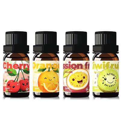 HWLINK 4瓶/6瓶 10毫升水果精油 - 葡萄、西柚、柠檬、橙子、樱桃、草莓、桃子、西瓜、覆盆子、猕猴桃、黑加仑、百香果、黄瓜、哈密瓜，礼品装，车载香薰，空气清新剂，藤条香薰，蜡烛制作，家居香氛，加湿器，香薰机