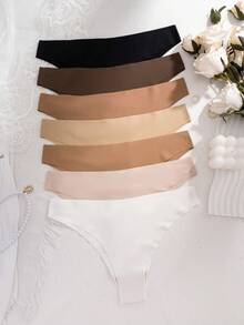 7 件装女士无缝舒适低腰性感比基尼内裤，适合健身和运动 - 彩色 - 查看 4