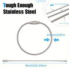 10Pcs Wire Keychain Cable Metal Cable Key Ring Wire Key Ring Stainless Steel Loop Luggage Tag Keepers Loops For Outdoor Hiking Items Hanging