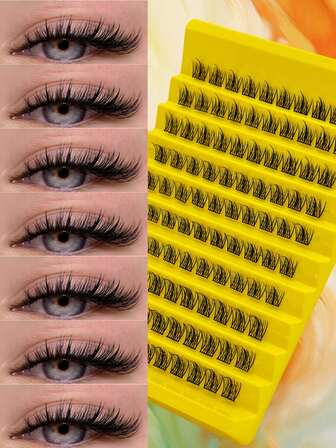 100pcs Cluster False Eyelash, DIY Eyelash Extension Set, Creating A DIY Eyelash Revolution. Natural Fluffy And Lightweight Eyelashes, Artificial Mink Eyelashes. Suitable For Beginners To Use Eyelashes, Transparent Rubber Strip Eyelashes Can Be Daily Wear, Halloween, Christmas, Dates & Party