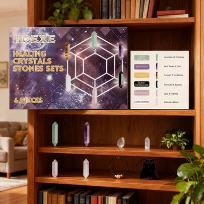 6pcs Crystal Stone Set, Including Tiger Eye Stone, Black Obsidian, Indoor Decor Crystal Energy Display, Gift For Colleagues, Friends, Students, Travel Souvenir, Graduation, Housewarming, Party