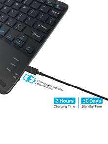 AKKHOO Wireless Keyboard, Rechargeable, Touchpad, Mini Keyboard With IPad Touch, Compatible With IPad Tablets - White - View 8