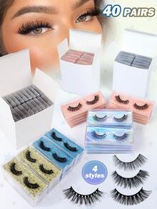 MAGEFY 20/40 Pairs Natural Crossing Full Effect Mixed False Eyelashes, Delicate Daily Wear, Cartoon Style, Travel Essential, New Year Gift, Christmas Eyelash Gift Box, Date Gift (For Women), Girlfriend, Wife, Mother, Birthday Gift, Party Gift, Gift Box Packaging - Black - View 16