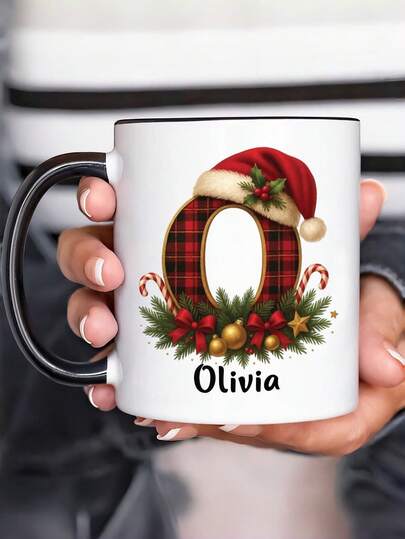 1pc, 11OZ, Personalized Custom Letter Name Coffee Mug - Design Custom Cup, Ceramic Cup, Novelty Mug, White Tea Cup, Summer And Winter Drinkware, Birthday Gift, Family Party Gift, Holiday Gift Anti-Mold, Reusable Exquisite, Adorable, Modern, Contracted Custom, Personalized, Unique Ideal Gifts Him