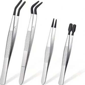 Tweezers With Rubber Tips Tweezers Rubber PVC Silicone Coated Non Marring Flat Tip Bent Tip Tweezers Tipped Tweezers