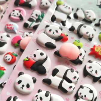 Cute Cartoon EVA High Relief Panda Bubble Sticker, Peach Scented Squishy Funny Mobile Phone Diary Decor Sticker, Random Design