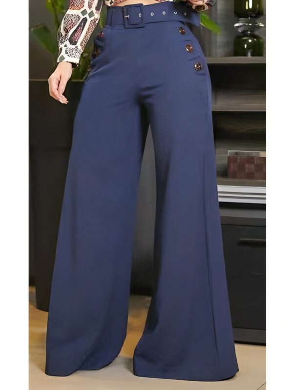 Women's Solid Color Elegant Wide Leg Pants