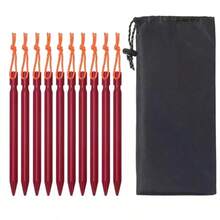 Conjunto de 10 estacas de alumínio para barraca, 18 cm/7 polegadas, ideais para camping, piquenique, trilhas, praia e proteção solar. - 10 PCS - Ver 8