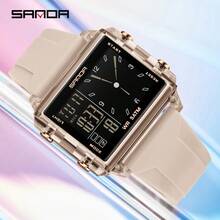 SANDA SANDA Men Women Watch Digital Sport Fashion Wristwatch Top Brand Luxury Multifunction Alarm Date Week Stopwatch EL Light Function Waterproof Electronic LED Original Male Lady Clock Gift 2198