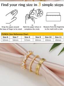 rundraw 14K Gold Plated Stackable Rings Set For Women, Cubic Zirconia Embedded, Engagement/Wedding/Thumb Rings, Durable & Tarnish Resistant, Size 6-10 - Gold - View 7