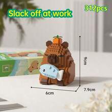 1 可爱水豚成人 14+ 积木，400+ 块，生日礼物，DIY 动物系列积木，桌面装饰，减压，缓解压力，家居收藏装饰，组装玩偶，办公桌面摆件，节日礼物，父亲节礼物，结婚礼物，婚礼装饰，毕业礼物