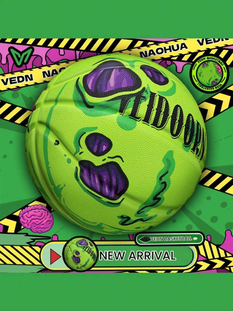 veidoorn 1pc Size 7 Standard Rubber Printed Basketball, Unique Pattern Design, Suitable For Indoor And Outdoor Training, Durable Material, Fashionable And Unique, Fun And Interesting.