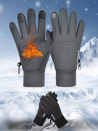 1 par de guantes aislados y impermeables para invierno, compatibles con pantalla táctil, forrados térmicos y gruesos, a prueba de frío y viento, para ciclismo, esquí, conducción, senderismo, camping, viajes, actividades al aire libre, regalos de vacaciones y cumpleaños