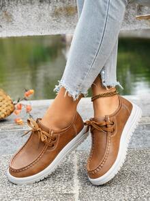 Zapatos planos de mujer de estilo casual, cómodos y de suela blanda, elegantes para uso diario en todas las estaciones - Marrón - Ver 4