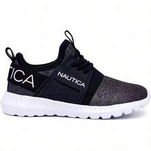 Nautica Girls Metallic Fashion Sneaker Lace-Up Athletic Running Shoe I kappil I Big Kid - Little Kid - Toddler - Kappil4NavyOilSlick - Ver 2