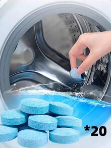 1/10/20/50/100 片洗衣机清洁片 - 深度清洁滚筒和洗涤周期，适用于滚筒式洗衣机、顶置式洗衣机和 HE 洗衣机 - 有助于去除残留物、宠物毛发和硬水积垢 - 藍色 - 查看 15