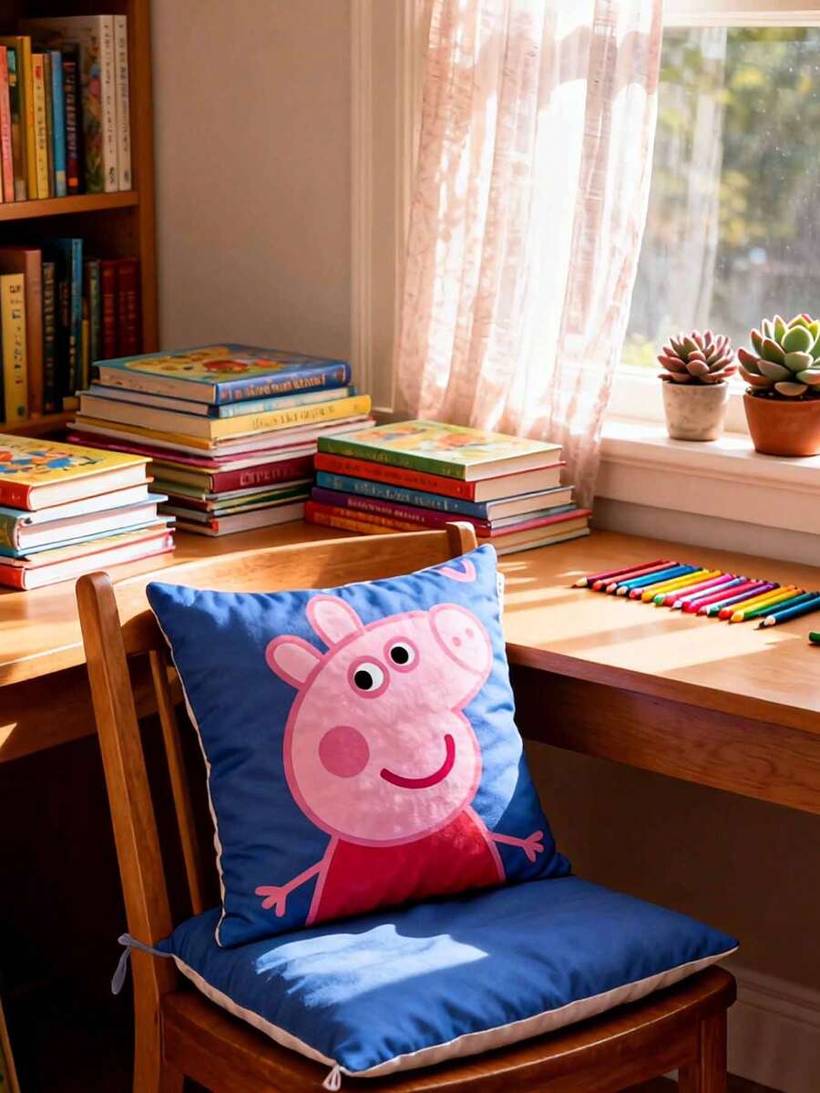 Peppa Pig, Cartoon Cute Printed Home Accessories Sofa Pillowcase Cushions, Cute Bedside Pillowcase Sofa Pillow, Car - Multicolor - View 1