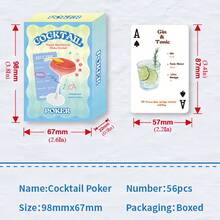 54pcs Cocktail Recipe Playing Cards With Acrylic Storage Box, Unique Drink Making Guide Cards For Home, Bar, Game Night Parties, Collector's Edition - Multicolor - View 6