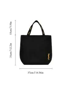 Yves Saint Laurent Portable Black Canvas Tote - Versatile Crossbody Bag, Fashionable Shopping Bag,PortableOrganizer,FashionTote,ShoulderBag,CasualBag