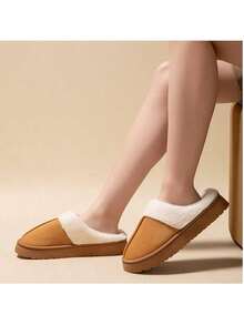 Dép xỏ ngón đi trong nhà dành cho nữ, thích hợp cho cả trong nhà và ngoài trời, dành cho các cặp đôi, tiện lợi và đơn giản, vải mềm mại và ấm áp, màu trơn - gừng - Xem 7