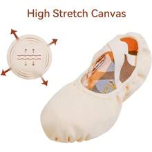 Ballet Shoes Highly Stretch Canvas Ballet Flats Dance Shoes Ballet Slippers Ballerina Flats Yoga Gymnastic Shoe For Girls Women - 粉色 - 查看 3