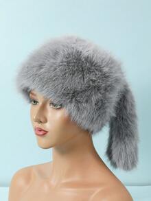 1pc Women's Furry Brimless Hat, Warm Earmuff Cap, Thick Insulated Cold-Proof For Autumn/Winter Women Winter Clothes - Plush Hat - View 9