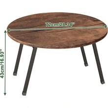 Round Coffee TableFoldable Coffee Tables For Living Room Portable Floor Table Sofa Side Table With Metal Frame Legs Centre Tables Living Room Easy Assembly Brown - Brown - View 2