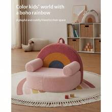 Chair Comfy, Foam Chair With Soft Teddy Plush, Reading Chair With Cute Arclet Designs - Blush Pink