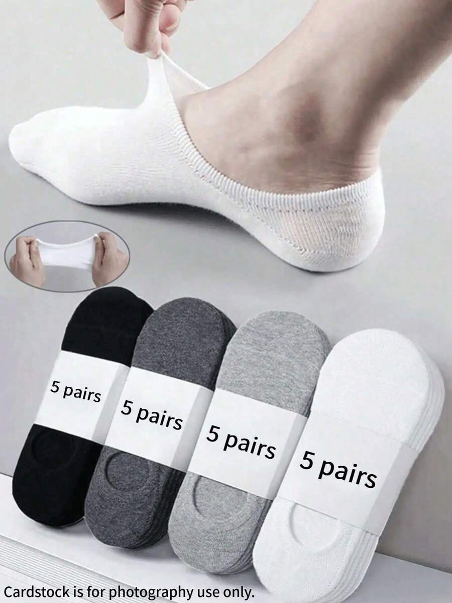 5 Pairs Unisex Invisible Socks, Casual Thin Boat Socks, Suitable For Summer Wear, Slightly Small Size