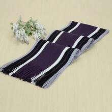 Casual Cashmere Men Striped Scarf Thick Tassel  Winter Long Shawl Soft Neck Warm Neck Wrap New Scarf &Wrap - dark red - 查看 7