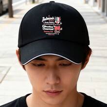 Black American style design printed cup and beanie fashion cap snapback cap Duckville cap low cap breathable graphic print large head around duck cap ball cap sports visual fashionable small head around baseball cap low cap unisex snapback Baseball cap retro - ブラック - チェックする 1