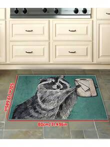涤纶防滑门垫 - 可爱的浣熊和卫生纸图案地毯 - 室内地垫，适用于房间和门廊装饰，“致我最亲爱的女士”主题装饰地毯 - 彩色 - 查看 14