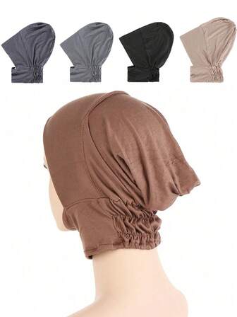 1 pieza Cuello de mujer de modal con estiramiento y cierre, versátil cuello calentador y pañuelo musulmán, capa base de unicolor suave para moda diaria